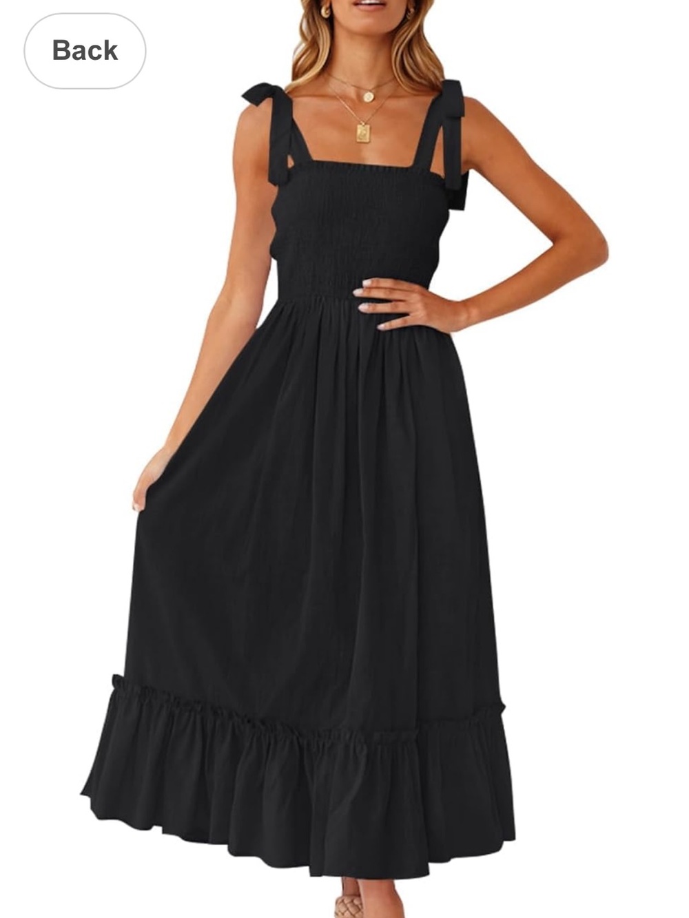 Black Tie-Shoulder Maxi Dress - Women